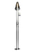 Black and silver ski pole with wrist strap, basket and carbide tip