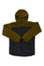 Men's olive green hooded puffer jacket with full-zip and contrast dark front panel; Rab logo.