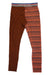 Women's long pants with brown body, rust striped side panel, Ortovox waistband