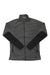 The Fjallraven Mens Ovik Fleece Zip Sweater, in gray recycled polyester, features a high collar, black elbow patches, and zippered side pockets, displayed flat against a white background.