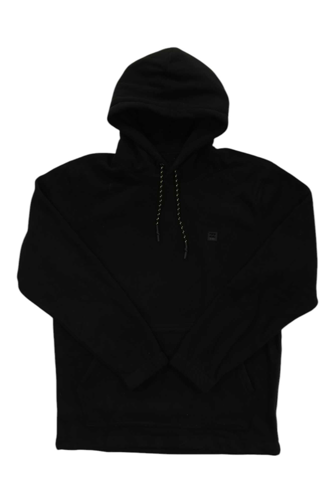 Billabong men's furnace pullover hoodie, black with drawstring hood and half-zip