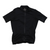 Black short-sleeve cycling jersey with full front zipper and stand collar