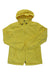 The Barbour Womens Leeward Jacket is a yellow waterproof raincoat with a hood, adjustable drawstrings, two zippered pockets, and a front zipper, shown flat on a white background.