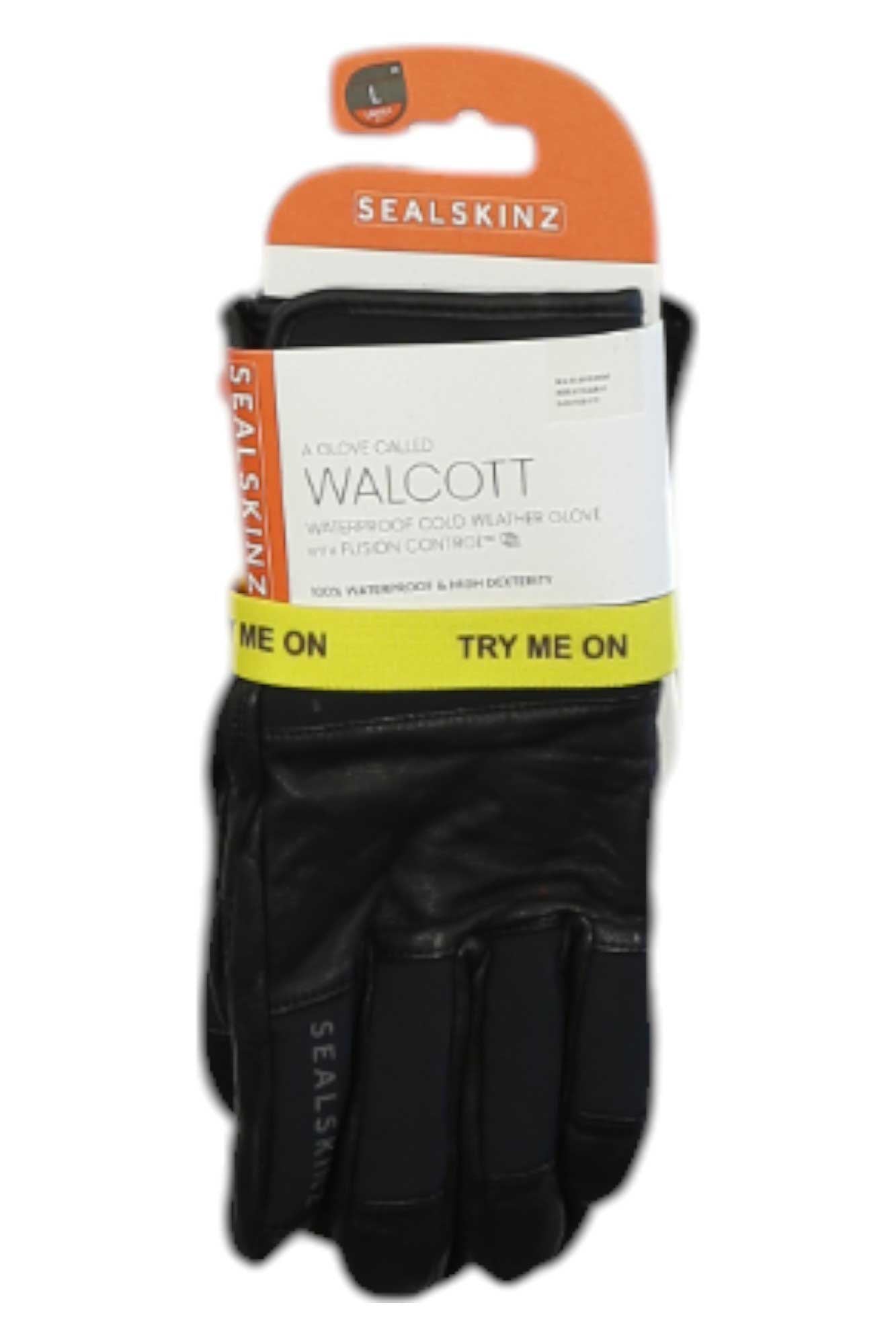 Black SealSkinz Walcott gloves with stitched finger sections