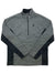 The Bandit Wengen Half Zip is a gray sweater-knit fleece jacket with black sides and underarms, a high collar, long sleeves, and a small spider logo on the left chest—perfect for cold-weather sports.