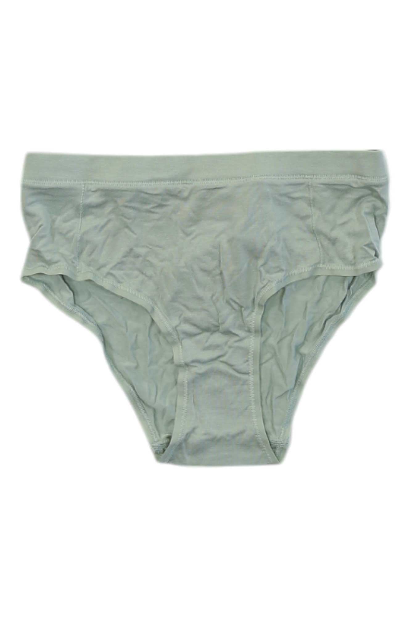 Womens hipster underwear in sage green with ruched front seam