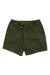 Men's mountain shorts in dark green with zip fly and adjustable waistband