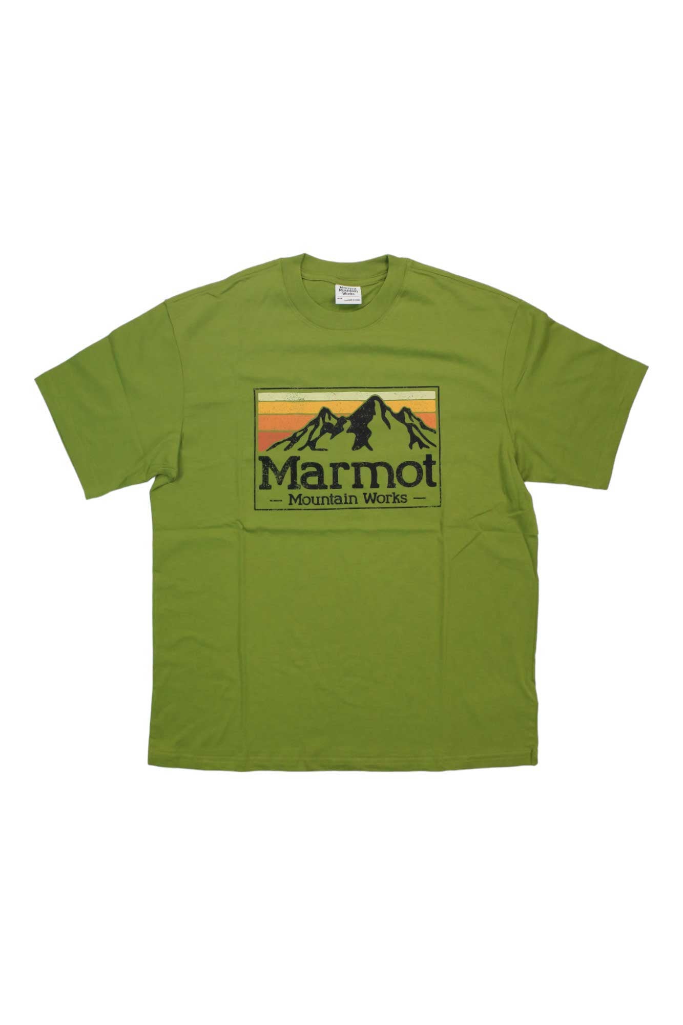 Men's short-sleeve T-shirt with Marmot Mountain Works chest graphic, green
