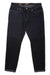 DU/ER Men's Stay Dry Fireside Denim Jean in dark blue, slim fit, features button closure, front and back pockets, and orange stitching; displayed flat on a white background.