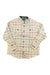 Men's natural plaid flannel shirt with button front and dark pocket accents