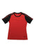 The Fox Women's Ranger Drirelease SS Jersey features a red body, black sleeves and collar, repeated red FOX text on the shoulders, a small Fox logo on the lower left front, and offers moisture-wicking comfort.