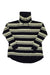 The Carve Designs Women's Rockvale Sweater features black and light beige horizontal stripes, a long-sleeve turtleneck with a drawstring, and a relaxed fit—ideal for travel or everyday wear.
