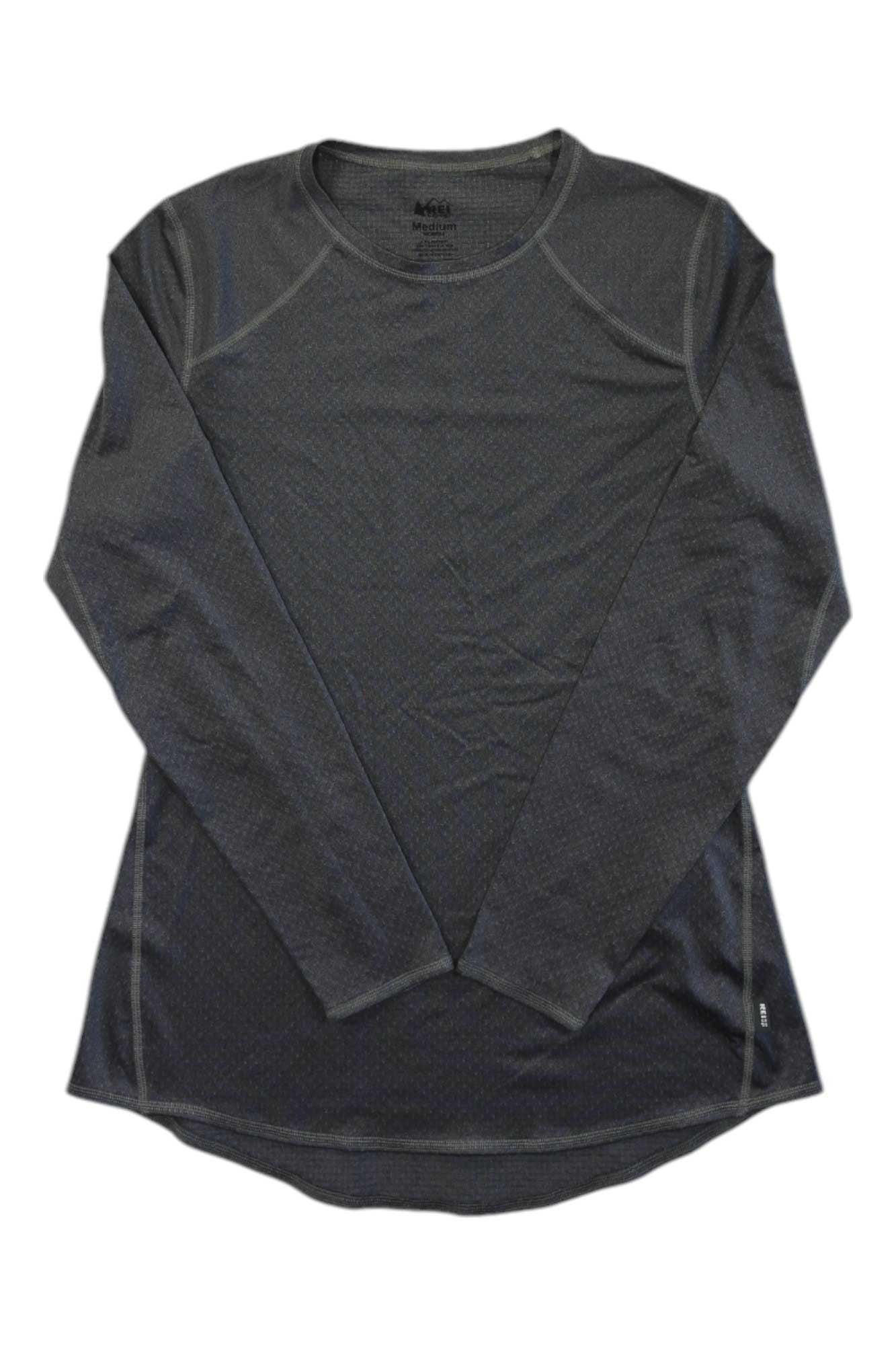 Womens lightweight base layer long-sleeve crew top, dark grey