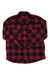 Women’s flannel shirt in red/black plaid, button front, two chest pockets