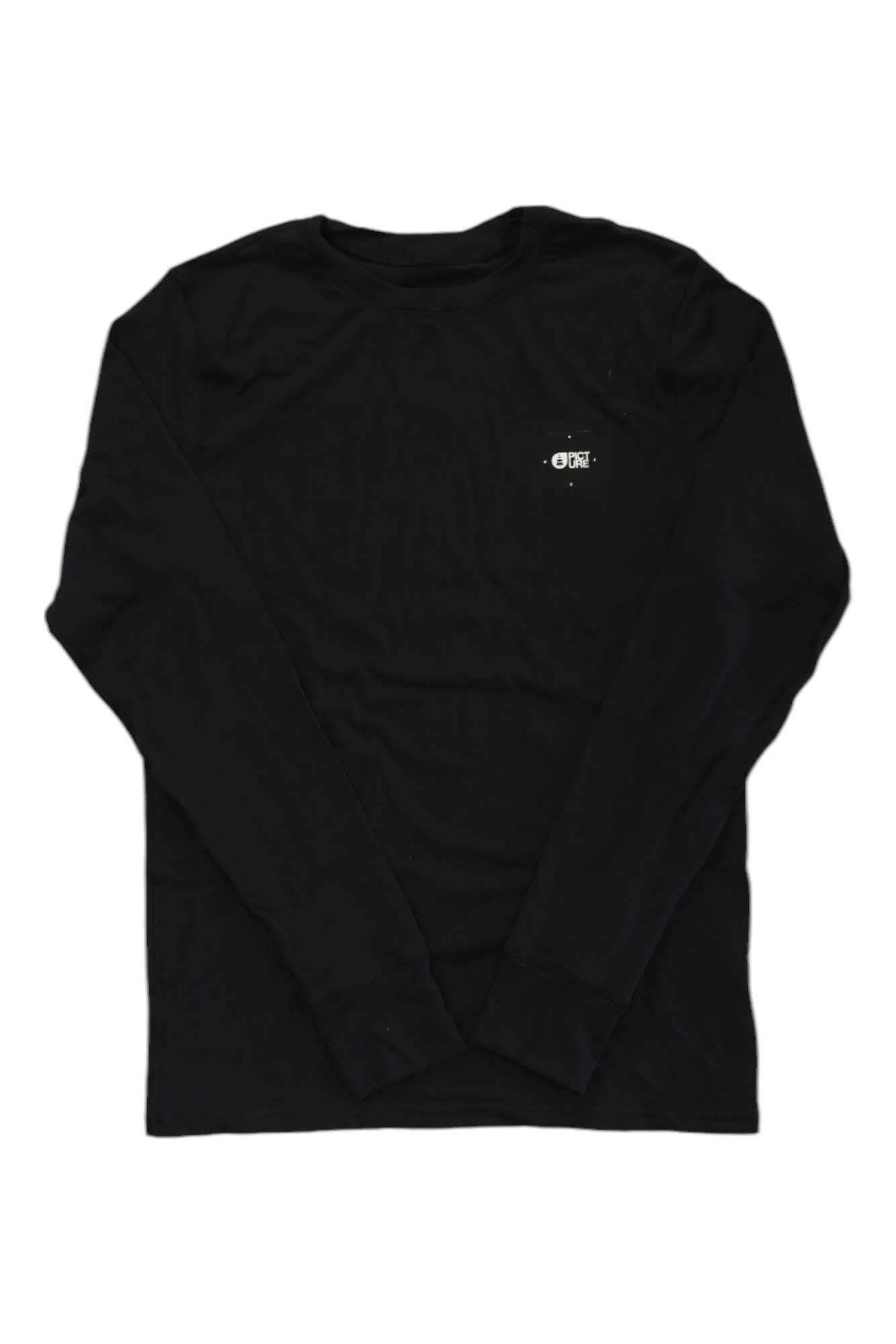 Men's Nanga long-sleeve T-shirt, black, front view with small chest logo.