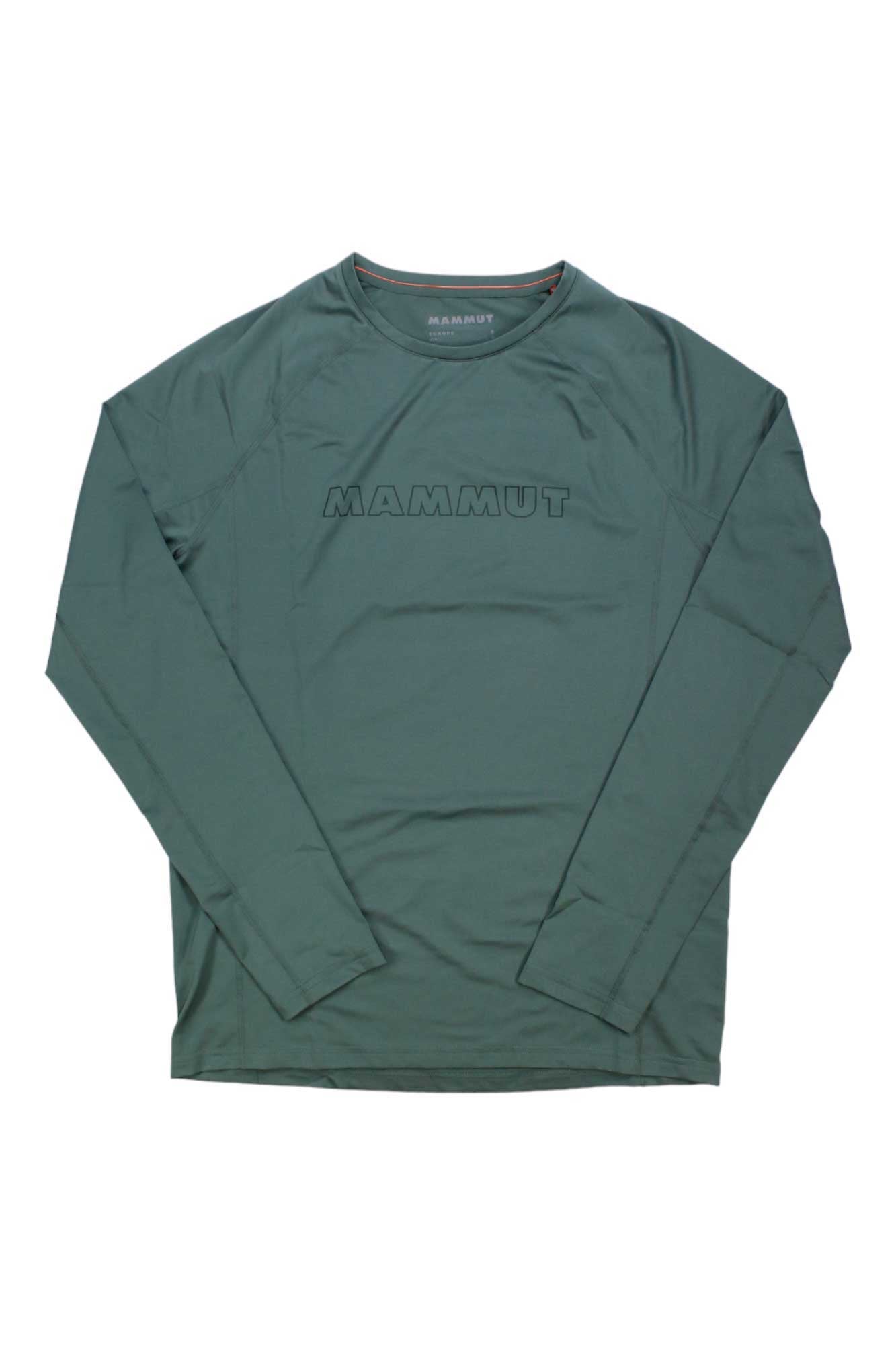 Men's long-sleeve t-shirt with crew neck and small Mammut chest logo, dark teal