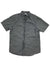The Columbia Men's Short Sleeve Button Up Shirt features a dark gray and white plaid pattern with a collared design.
