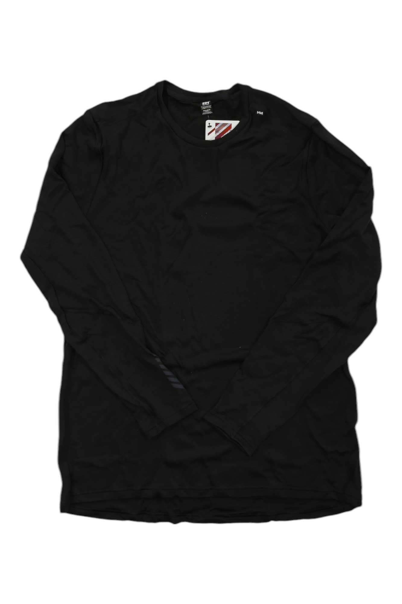 Men's merino crewneck long-sleeve base layer, black, chest logo patch