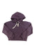 The Glyder Womens Vintage Oversized Cropped Hoodie in purple features ultra soft fabric, a front pocket, and white drawstrings, perfect for athleisure. Shown laid flat on a white background.