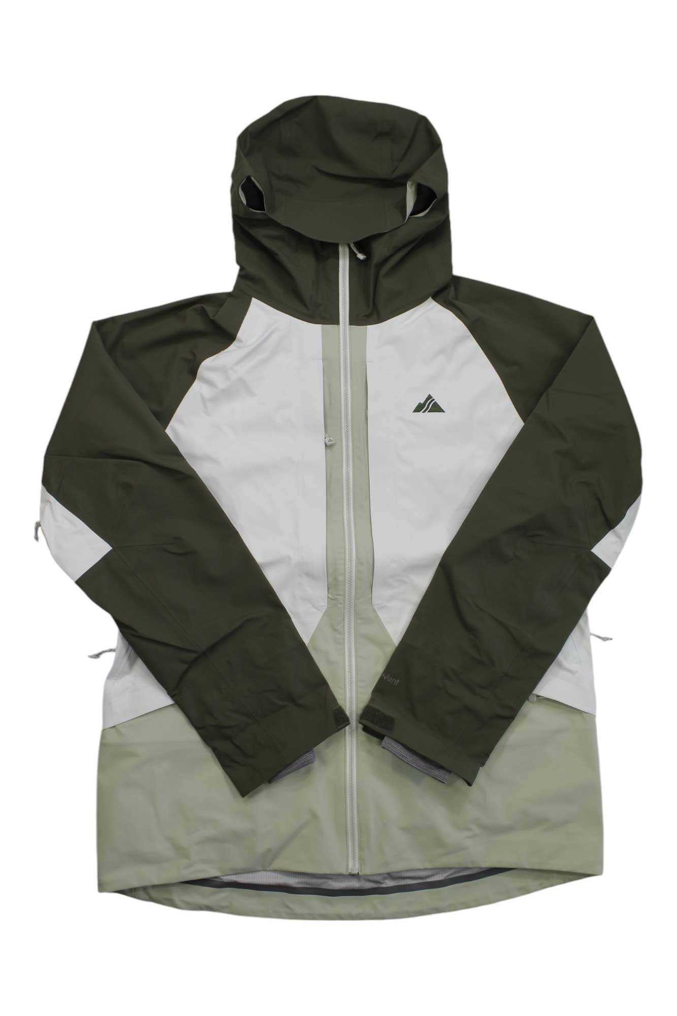 Strafe men's Nomad jacket, olive hooded full-zip with white contrast panels