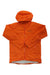 Men's insulated hooded jacket, bright orange with center zip and cinched hem