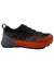 Lowa men's Amplux shoe with dark upper, orange-red stripes and black rubber outsole