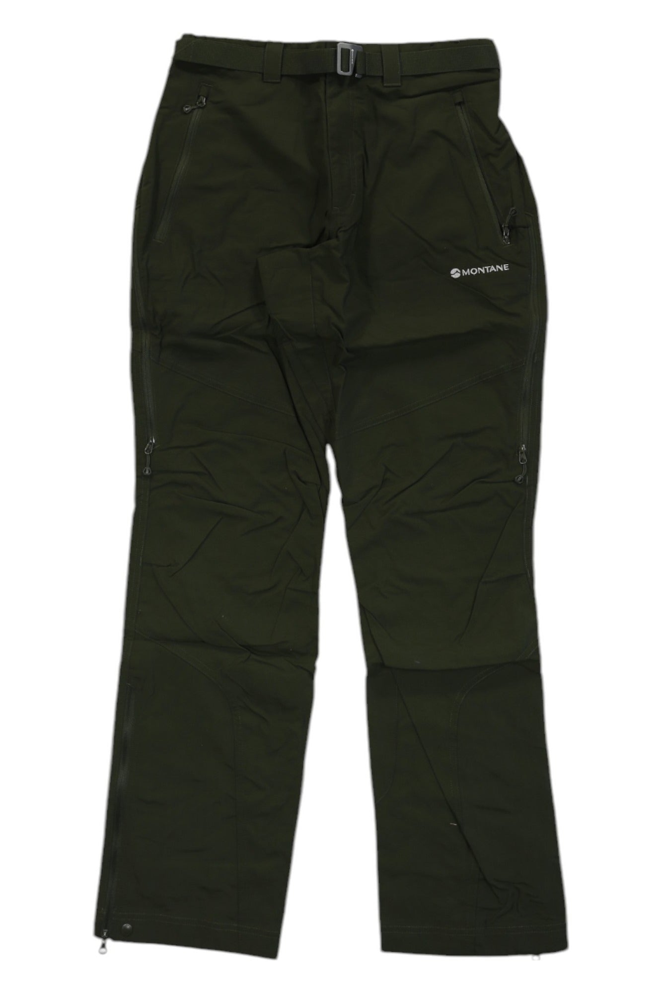 Men's Terra hiking pants, dark green, belt loops, zip fly, side pockets