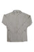 A Salomon Womens Essential LT Warm Full Zip Jacket in light gray, with long sleeves, high collar, and zippered chest pocket, is shown flat on a white background.