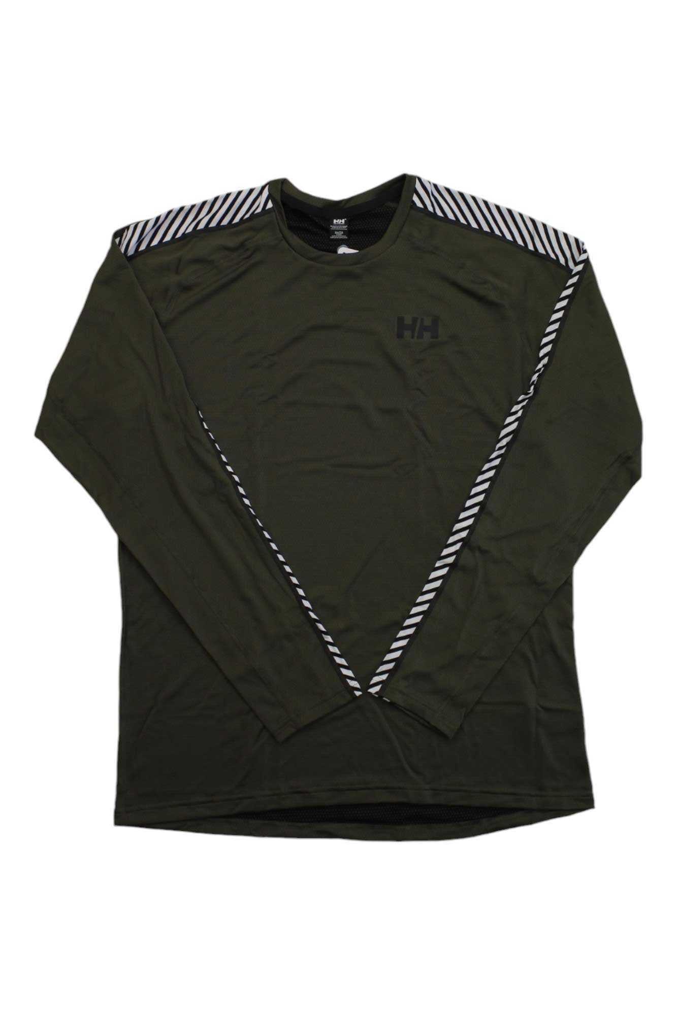Utility green long-sleeve crew shirt with chevron stripe across shoulders and HH logo