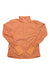 The Craft Sportswear Women's Adv Essence Wind Jacket in peach, made from recycled polyester, features long sleeves, a front zipper, high collar, and thumbholes in the cuffs; shown laid flat on a white background.