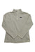 The Womens Better Sweater 1/4-Zip is a light beige, long-sleeve fleece pullover with a quarter-zip, small left chest logo patch, and zippered security pocket; hip length and displayed flat on a white background.