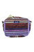 KAVU lunch box with striped exterior, top zip closure, and front logo panel