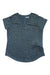 Women's heather teal V-neck short-sleeve tee with curved hem
