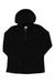 The Spyder Womens Cloud Hoodie, shown in black and made from soft Polyester Sherpa with long sleeves and a half-zip front, is laid flat on a white background—ideal for cozy après-ski comfort.