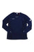 The Mammut Womens Aenergy FL LS Top is a lightweight, long sleeve dark blue shirt made from recycled polyester, featuring moisture-wicking fabric, the Mammut logo on the chest, and a sleeve patch. Laid flat on a white background.