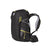 The Nemo Womens Persist 30L Pack is a black backpack with thin white stripes, green zipper pulls, padded back panel, adjustable shoulder straps, multiple compartments including side and hip belt pockets, made from sustainable materials.