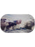A scenic view of snow-capped mountains beneath a cloudy sky, partially veiled by mist, appears in an oval frame—making this design ideal for the GoggleSoc Protective Goggle Cover, which offers stylish, eco-friendly protection for your goggles.
