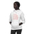 The North Face women's white pullover hoodie with pink Half Dome logo and drawstrings