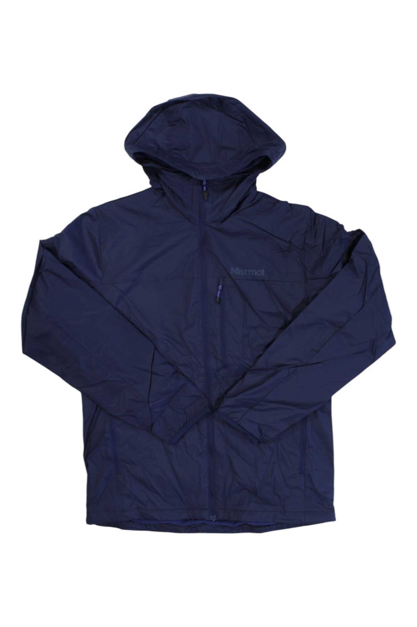 Men's arctic-navy zip-up performance hoody with attached hood and front zipper