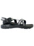 Men's split grey sport sandal with textured straps and adjustable buckle, side profile