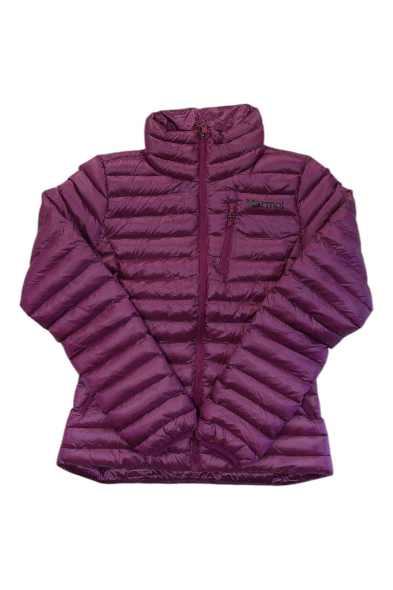 Women’s featherless insulated puffer jacket, hooded, full-zip, quilted dark rose