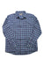 The Faherty Men's The Movement Shirt is a long-sleeve button-up travel shirt with a blue, purple, and white plaid pattern, shown laid flat on a white background. It offers moisture wicking for all-day comfort.