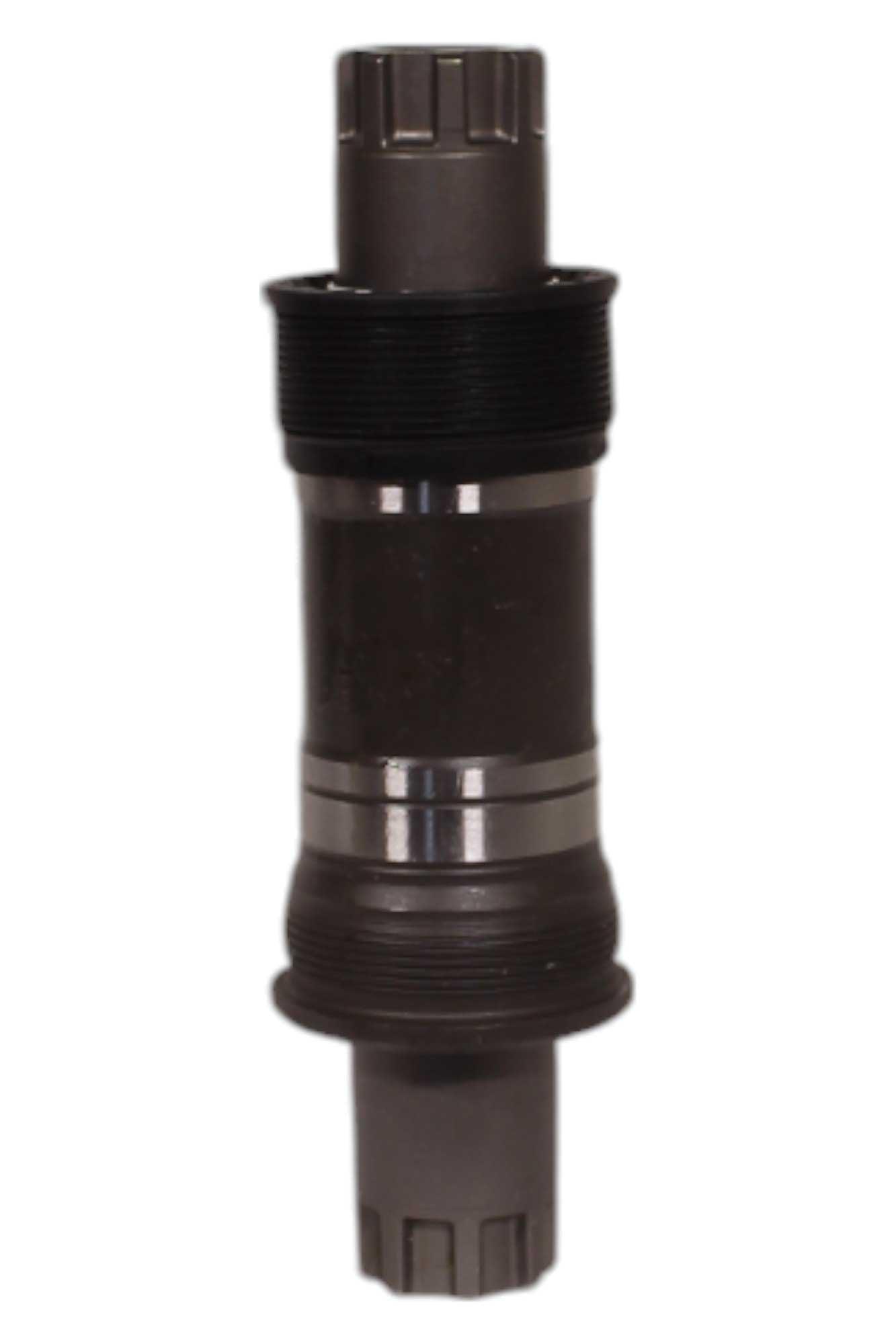 Black cylindrical bottom bracket cartridge with splined end