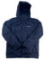 The Columbia Men's Bugaboo II Fleece Interchange Jacket is a navy blue 3-in-1 waterproof jacket with two chest pockets and the Columbia logo on the left chest, shown flat on a white background.