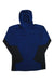 Men's blue hooded zip pullover with long sleeves and dark side panels