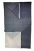 Folded navy and dark charcoal printed merino wool blanket with geometric lines