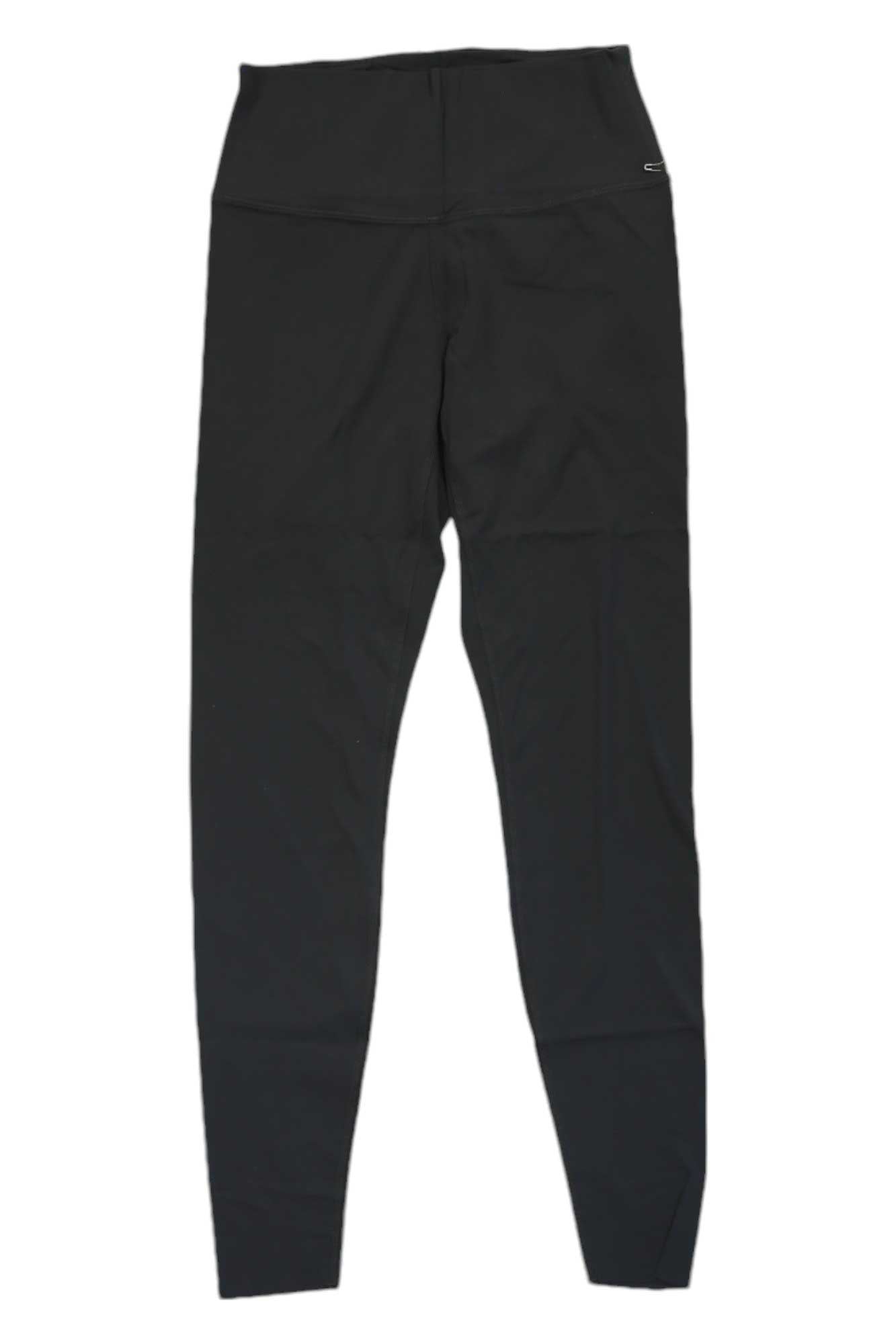 The Free Fly Womens All Day 7/8 Legging in black is laid flat on a white background, showcasing its high-waisted athleisure design.
