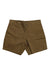 The Toad & Co Men's Mission Ridge 8 Inch Short is a pair of brown, knee-length hiking shorts made from organic cotton with side pockets and a button-zipper closure, shown laid flat on a white background.
