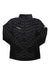 The Mammut Mens Albula IN Hybrid Jacket is a black quilted hiking jacket with a front zipper, standing collar, and Mammut logos on the left chest and upper left sleeve. Sleeves and sides feature smooth black fabric with synthetic insulation.