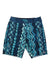 The Billabong Boys Sundays Pro Boardshort features a bold blue and teal geometric zigzag pattern, recycled polyester construction, drawstring waistband, and a small logo patch on the lower left leg.